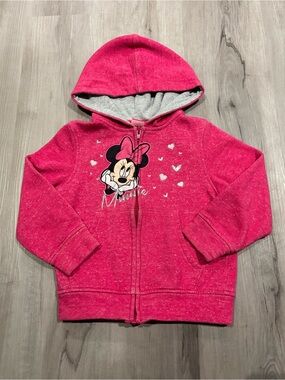Vintage Minnie Mouse Pink Girls Kids Hoodie Size 5 Disney 90s Y2K Embroidered